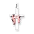 Sterling Silver Enameled Cross with 20 Inch Sterling Silver Chain