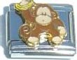 Clearly Charming Monkey Holding Banana Italian Charm Bracelet Link
