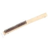 Long Handle Wire Brush with Scraper, 3 x 19 Rows