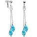 Handcrafted Brilliant Blue Droplet Chain Clip Earrings Created with Swarovski Crystals