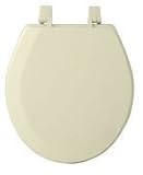 WOOD TOILET SEAT - BONE, STANDARD SIZE ROUND, BEVELLED EDGE