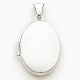 Sterling Silver Polished 21mm 2-frame Oval Locket with 20 inch Sterling Silver Chain