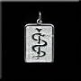 14kw White Gold Oblong Shape Medical ID Pendant with Caduceus Medical Symbol