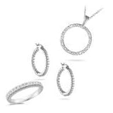 1.22 Ct Diamonds Jewelry Set in 18K White Gold