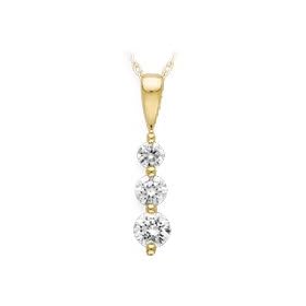 Certified, 14kt. Gold, 1 2 ct. tw. Three Diamond Pendant by