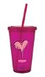 Twisted Heart 16oz Spirit Double Wall Acrylic Tumbler Cup with Straw-BPA FREE