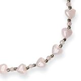 Sterling Silver Rose Quartz Antiqued Necklace - 16 Inch