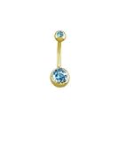 Genuine Blue Topaz 14 karat gold belly button ring