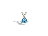 14K White Gold Genuine Trillion Blue Topaz Pendant
