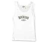 Colorado Rockies Junior's Rib Knit White Tank Top