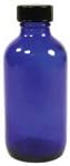 4 oz. Cobolt Blue Boston Round Bottle with Cap 6 count - 2pc