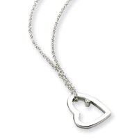 Silver .01ct Diamond Heart Necklace QW154-18 QG