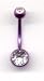Purple Titanium Double Jeweled Navel Bar with Crystal Stones 14 guage by 3/8