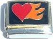 Clearly Charming Heart with Flame Italian Charm Bracelet Link
