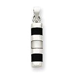Sterling Silver Onyx and Mother of Pearl Pendant