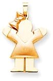 Girl With Bow Charm, Yellow/Pink Gold