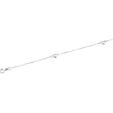 14K White Gold Diamond Cut Cable Anklet With Polished White Hearts - 10.00 inches