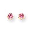 Sardelli - 14k 4.00mm Synthetic Pink Tourmaline (October Birthstone) Earrings