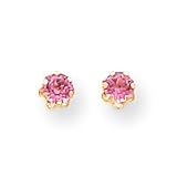 14k 4mm Synthetic Pink Tourmaline (Oct) Screwback Earrings