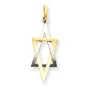 14k Two-tone Elongated Jewish Star of David Pendant - Measures 41.9x14.7mm - JewelryWeb