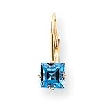 14k 5mm Princess Cut Blue Topaz leverback earring XLB121BT