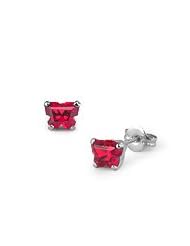 Children 14K White Gold Ruby C.Z. Butterfly Stud Earrings