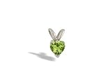 14K White Gold Genuine Heart Peridot Pendant