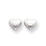 Sardelli - 14kt White Gold Diamond-Cut Heart Earrings
