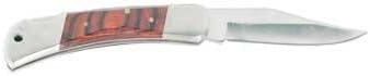 Stainless Folding Knife with Wood Trim (Includes Sheath) 3.5-inch