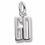 Number 60 Charm in Sterling Silver