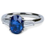 Blue Sapphire and Diamond Engagement Ring 3.34 CTW Platinum
