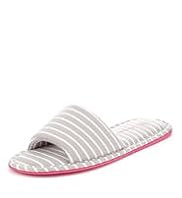 Open Toe Striped Mule Slippers