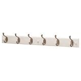 Wood Back 6 Hook Hanger, Brushed Nickel/White
