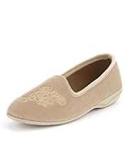 Classic Collection Floral Embroidered Pump Slippers