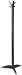 Acorn Alto Hat And Coat Stand Extruded Polymer With 3 Tough Hooks H1550mm Black Ref Alto Black
