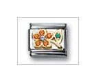 Daisy w/ Stem Orange & Lilac Center Classic CZ, Italian Charm by Nomination Charms