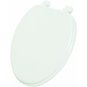 Home Impressions Elongated Wood Toilet Seat, WHITE ELONG WOOD SEAT