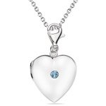 Buy 0.08 Cts Aquamarine Multi-Purpose Heart Charm Locket Pendant in Silver by Mysolitaire
