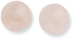 Sterling Silver Genuine Rose Quartz Button Post Earrings