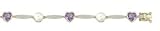 14K Yellow Gold 0.05 cttw Diamond and China Pearl Amethyst Bracelet