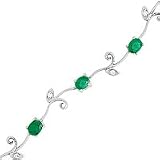 14kt. White Gold, Natural Emerald & Diamond Fashion Bracelet