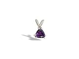 14K White Gold Genuine Trillion Amethyst Pendant