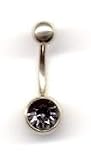 Titanium Aztec Gold Jeweled Navel Bar with a Black Diamond Swarovski stone in 14 gauge by 1/2