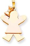 Girl With Bow Charm, Pink/Yellow Gold