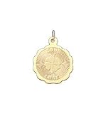 Clover on Disc, 14K Gold Charm