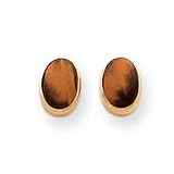 Sardelli - 14k Bezel Set Oval Tigers Eye Post Earrings