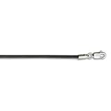 Black Leather Cord Necklace - 18 inches - Sterling Clasp