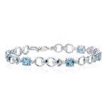 0.01 Ct Diamond and 2 2 5 Cts Aquamarine Bracelet in 14K White Gold by Mysolitaire