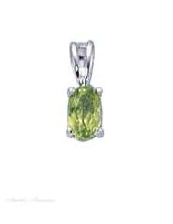Sterling Silver 18" .8mm Wide Box Chain Necklace With Oval Peridot Pendant