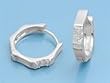 Sterling Silver CZ Huggie Earrings - Hexagon Shaped, Size: 8mm x 4mm